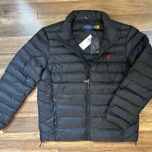 NWT! POLO Ralph Lauren Mens Black Insulated Bomber Jacket - Performance Series